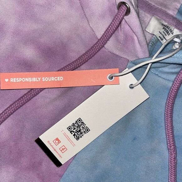 New 🔥import Chelsea Peers crop top hooded hoodie sweatshirt NWT Blue & Pink 🙏 - Picture 3 of 6